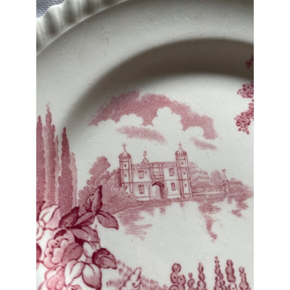 Johnson Bros England Castle On The Lake Plates Set Of 2 Red Transferware Vintage - Picture 6 of 7
